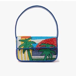 NWT STAUD Palm Tree Tropical Beaded Shoulder Tommy Bag